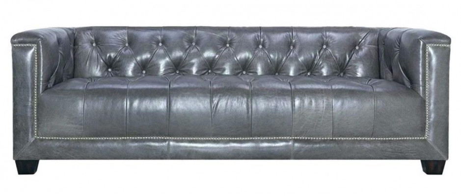 Brązowa trzyosobowa sofa skórzana Chesterfield do salonu o nowoczesnym designie kanapa nowa