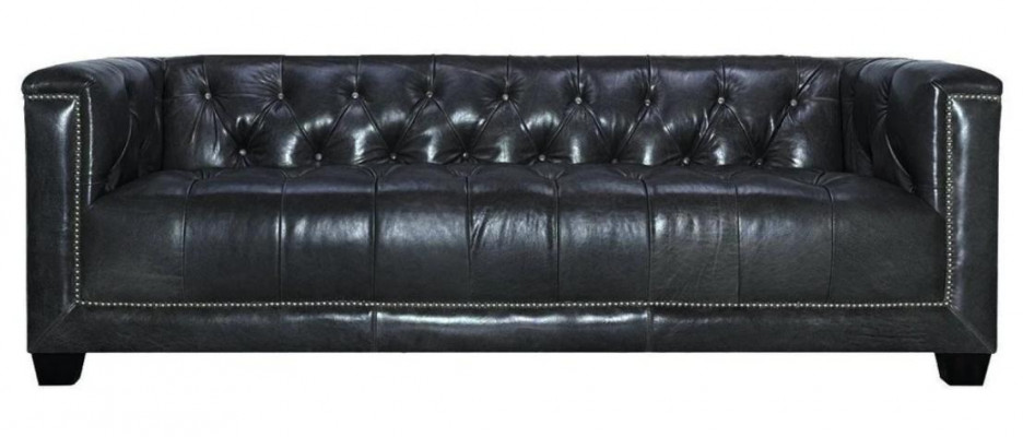 Brązowa trzyosobowa sofa skórzana Chesterfield do salonu o nowoczesnym designie kanapa nowa