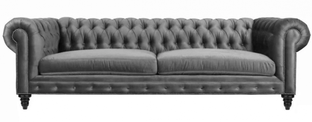 Trzyosobowy Chesterfield Creative Meble Włókiennicze Materiał Szary Nowy Salon Nowoczesny