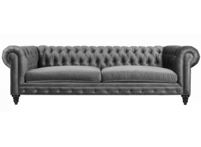 Trzyosobowy Chesterfield Creative Meble Włókiennicze Materiał Szary Nowy Salon Nowoczesny