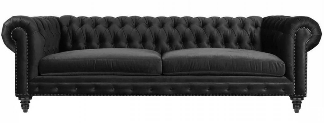Chesterfield Czarny Salon Nowoczesny Trzyosobowy Creative Meble Włókienniczy Materiał