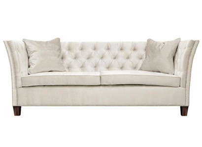 Chesterfield Dwuosobowa Jasnoszara Materiał Salon Projekt Podkładka Sofa Kreatywna