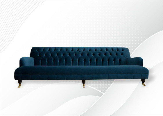 Sofa Duża Kanapa Chesterfield 250cm Podkładka Sofy 4-osobowa Skóra Włókienniczy Turkis