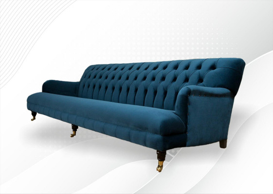 Sofa Duża Kanapa Chesterfield 250cm Podkładka Sofy 4-osobowa Skóra Włókienniczy Turkis
