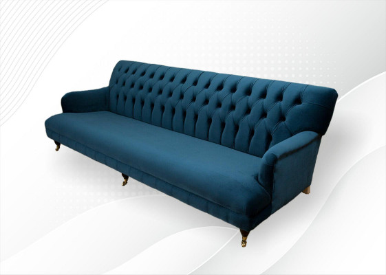 Sofa Duża Kanapa Chesterfield 250cm Podkładka Sofy 4-osobowa Skóra Włókienniczy Turkis