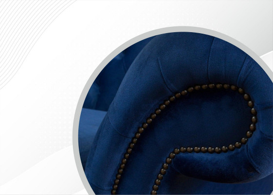 Niebieska xxl Duża Sofa Couch Chesterfield 265cm Podkładka Sofy 4 miejsce do siedzenia