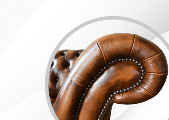 Brown Chesterfield Sofa Couch Podkładka Skóra Couchen Ustawić 4 miejsce do siedzenia