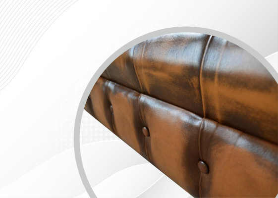Brown Chesterfield Sofa Couch Podkładka Skóra Couchen Ustawić 4 miejsce do siedzenia