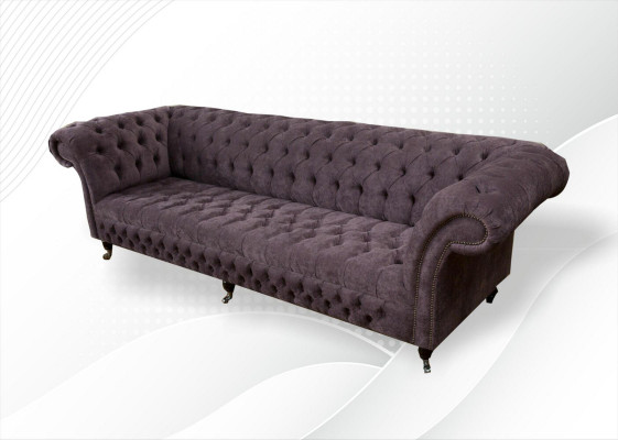 xxl Duża Sofa Couch Chesterfield 265cm Podkładka Sofy 4 miejsce do siedzenia Skóra