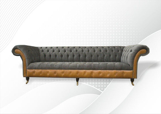 Sofy xxl Chesterfield Podkładka Design Luxury Sofa 4 miejsce do siedzenia Skórzane kanapy