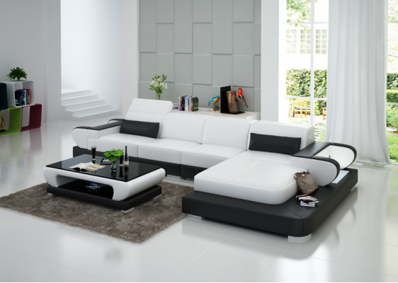 Elegancja Nowa designerska skórzana sofa w kształcie litery L do stylowych pomieszczeń mieszkalnych