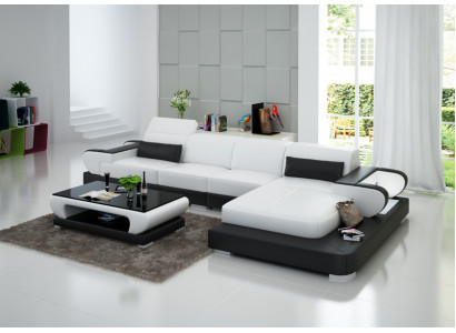 Elegancja Nowa designerska skórzana sofa w kształcie litery L do stylowych pomieszczeń mieszkalnych