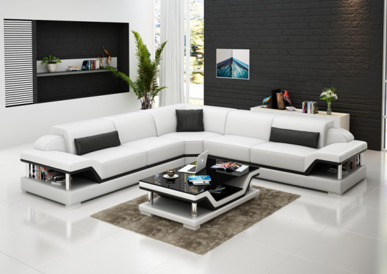 Skórzana sofa z USB Żywy krajobraz Narożnikowa kanapa Narożnik Ustaw Design Modern Sofa G8004B