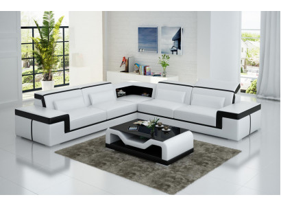 Skórzana sofa z USB,Żywy krajobrazu Narożnikowa kanapa Narożnik Ustaw Design Modern Sofa G8020B