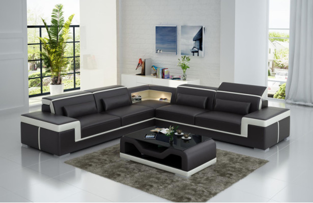 Skórzana sofa z USB,Żywy krajobrazu Narożnikowa kanapa Narożnik Ustaw Design Modern Sofa G8020B
