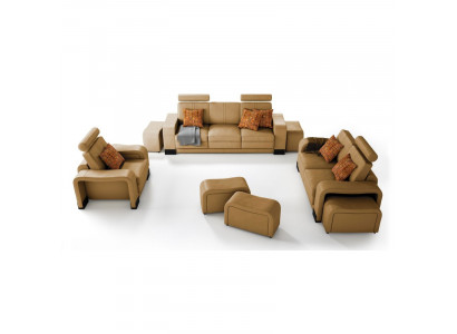 Zestaw sofowy Couch USB Sofa Skóra Ustawić Siedziba Żywy krajobraz 3+2+1 miejsce siedzące Nowy