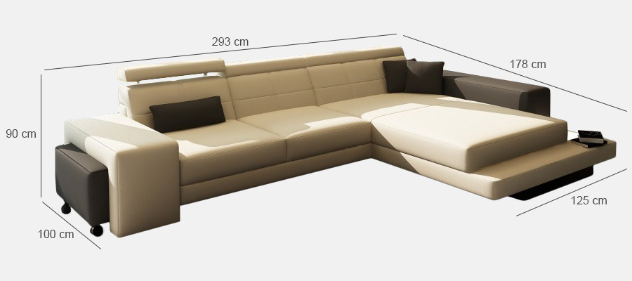 Narożnikowa kanapa + USB Podkładka Sofa Żywy krajobraz Siedziba Narożnik Ustawić Skóra Włókienniczy Geroda