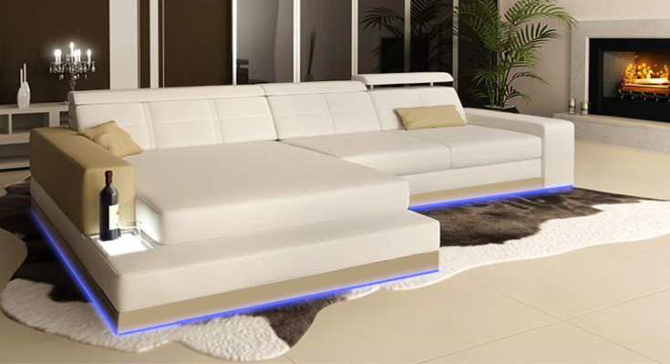 Skórzana sofa z USB Żywy krajobraz Narożnikowa kanapa Narożnik Ustaw Design Modern Sofa C4010B