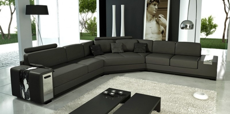 Żywy krajobraz Okrągły Narożnikowa kanapa Skóra Okrągły Kanapa Ustawić Sofa Kanapa Narożnik + USB