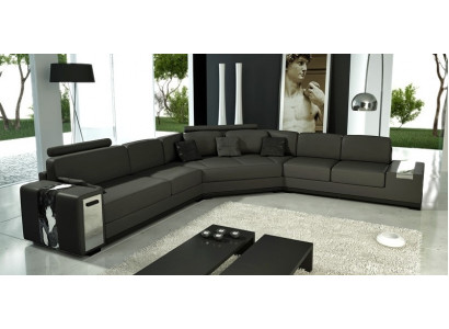 Żywy krajobraz Okrągły Narożnikowa kanapa Skóra Okrągły Kanapa Ustawić Sofa Kanapa Narożnik + USB