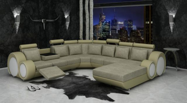 Włókienniczy Sofa z USB XXL Żywy krajobraz Material Couch Duża Podkładka Sofa U Shape Nowość