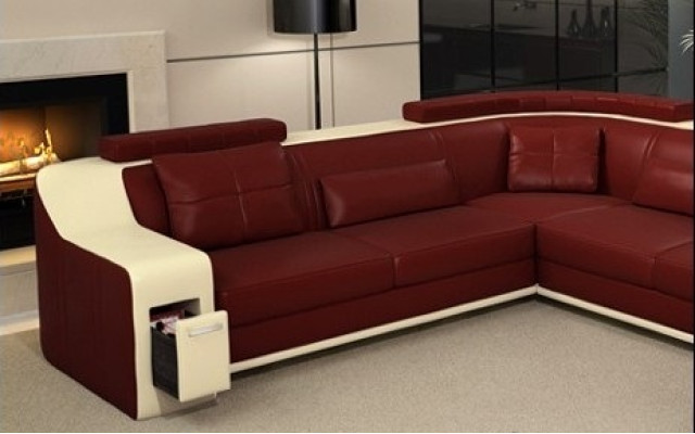 Narożnikowa kanapa Skóra Włókienniczy Sofa z USB Podkładka Żywy krajobraz L Ustawić Siedziba Isching