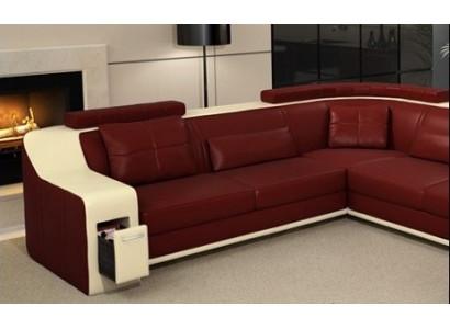 Narożnikowa kanapa Skóra Włókienniczy Sofa z USB Podkładka Żywy krajobraz L Ustawić Siedziba Isching