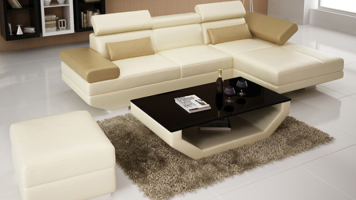 Skórzana sofa w kształcie litery L + USB Żywy krajobraz Narożnikowa kanapa Ustawić Design Nowoczesna Sofa K5009D
