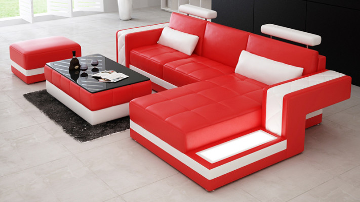 Skórzana sofa z USB Żywy krajobraz Narożnikowa kanapa Narożnik Ustaw Design Modern Sofa L6010D