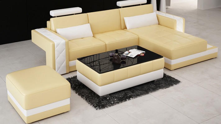 Skórzana sofa z USB Żywy krajobraz Narożnikowa kanapa Narożnik Ustaw Design Modern Sofa L6010D