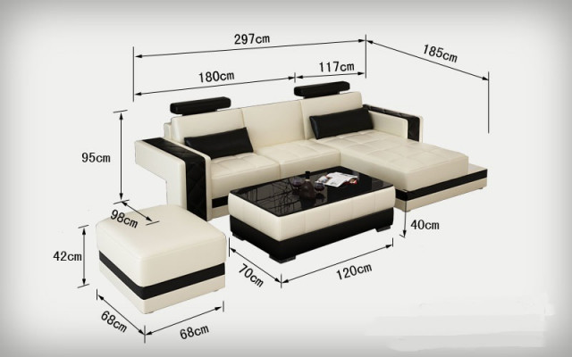 Skórzana sofa z USB Żywy krajobraz Narożnikowa kanapa Narożnik Ustaw Design Modern Sofa L6010D