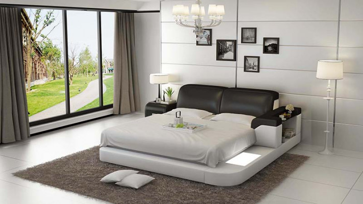 Design Łóżko XXL Duże łóżko Skóra Podkładka Hotelowa 200x200cm Wielofunkcyjna Półka USB