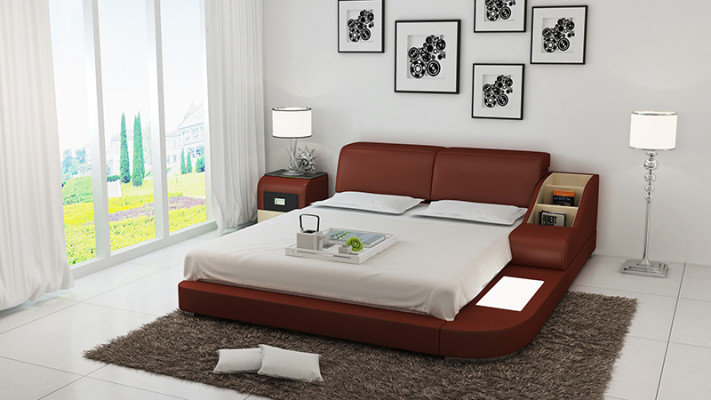Design Łóżko XXL Duże łóżko Skóra Hotel Podkładka 160x200cm Wielofunkcyjna Półka USB