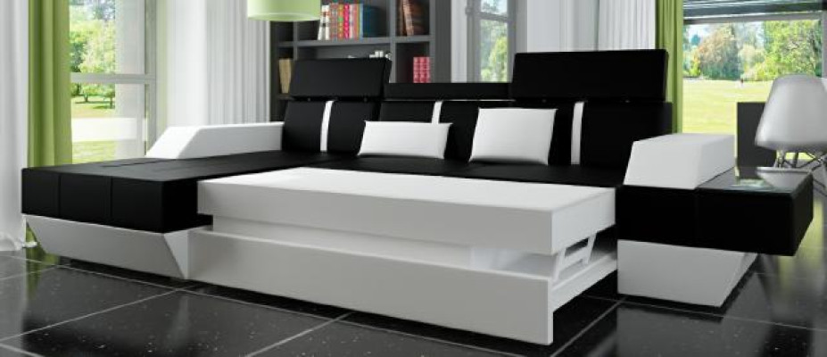 Skórzana sofa Żywy krajobraz Couch Sofa Narożnikowa kanapa USB Skóra Podkładka wykonana na wymiar