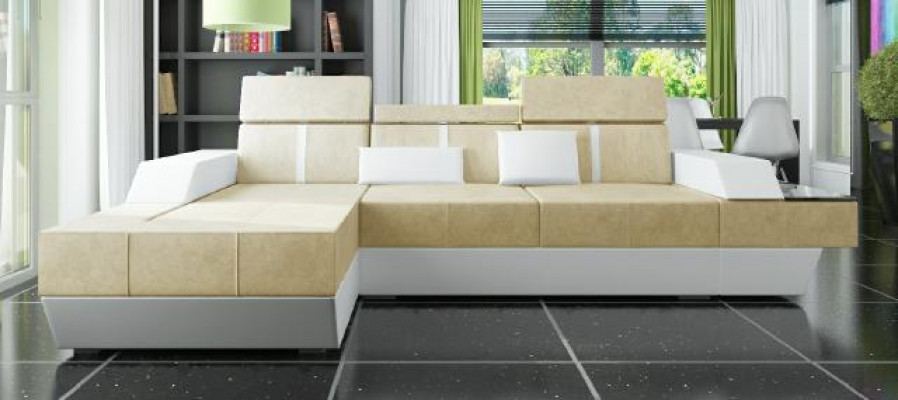 Sofa materiałowa Narożnikowa kanapa Sofa tekstylna Sofa + USB Włókienniczy Materiał Żywy krajobraz Podkładka Nowość