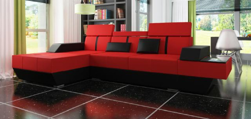Sofa skórzana Żywy krajobraz Couch Sofa Narożnikowa kanapa z USB, Skórzana kanapa Podkładka Narożnik