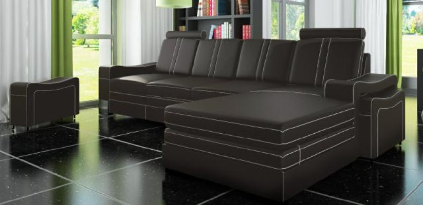 SOFA SKÓRZANA Żywy krajobraz Narożnikowa kanapa NOWOŚĆ Ustawić SOFA XXL SKÓRZANA SOFA z USB FRANCO