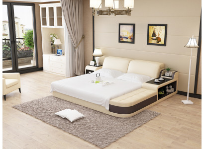 Design Podkładka Double Bed Modern Sypialnia łóżko 200x210cm + USB & Polka