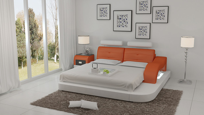 Design Łóżko XXL Duże łóżko Hotel Podkładka 160x200 Wielofunkcyjna Półka USB Skóra