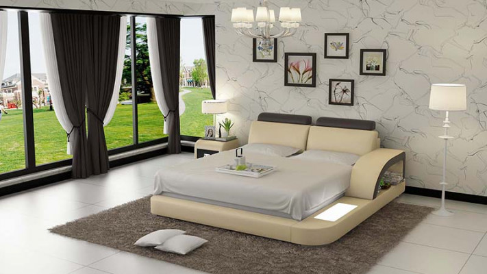 Design Podkładka Double Bed Nowoczesne łóżka Sypialnia z USB & Polka 160x200cm