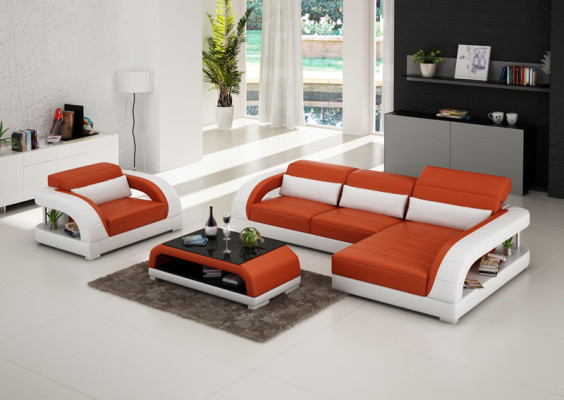 Skórzana sofa kanapa Żywy krajobraz Narożnikowa kanapa Fotel Zestaw Ustawić designerską sofę