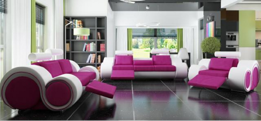 Zestaw sofowy Podkładka Sofa Kanapa Skóra Ustawić Żywy krajobraz 3+2+1 Włókienniczy BER
