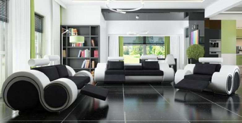 Zestaw sofowy Podkładka Sofa Kanapa Skóra Ustawić Żywy krajobraz 3+2+1 Włókienniczy BER