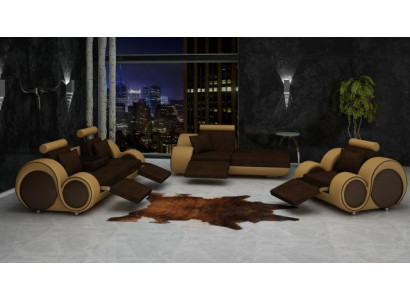 Sofa Ustawić Skórę & Włókienniczy Materiał Couch Zestaw sofowy 3+Chaise+1 ​​​​Żywy krajobraz