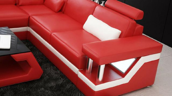 SOFA SKÓRZANA XXL Skóra Ustaw Narożnikowa kanapa Podkładka Żywy krajobraz Ustawić L FORM HH4