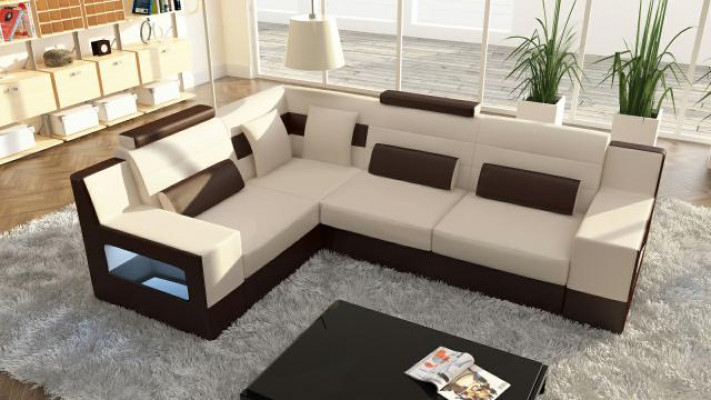 Żywy krajobraz Sofa Kanapa Podkładka Narożnik Narożnikowa kanapa Ustawić Włókienniczy Materiał Skóra Sofy
