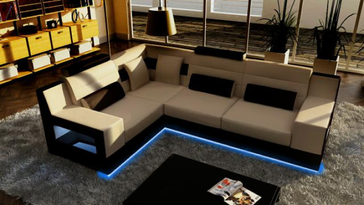 Żywy krajobraz Sofa Kanapa Podkładka Narożnik Narożnikowa kanapa Ustawić Włókienniczy Materiał Skóra Sofy