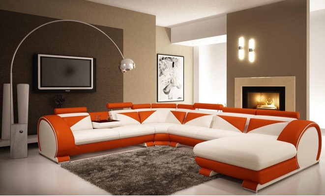 Skórzana sofa U kształt z USB Narożnikowa kanapa Podkładka Sofa Skóra Kanapa Siedziba Narożnik Ustawić Narożnik