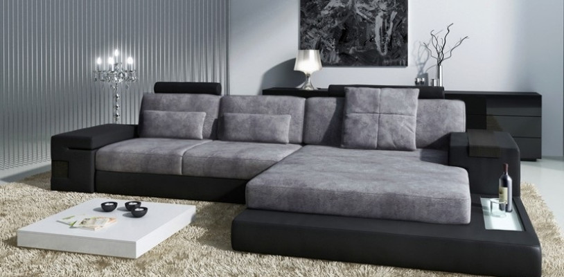 LForm Żywy krajobraz Couch Big XXL Sofa Skóra Podkładka Narożnik Ustawić Materiał Włókienniczy