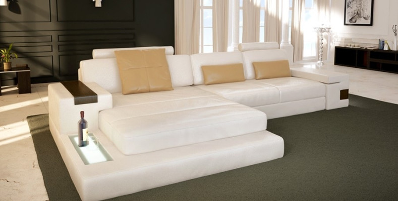 LForm Żywy krajobraz Couch Big XXL Sofa Skóra Podkładka Narożnik Ustawić Materiał Włókienniczy